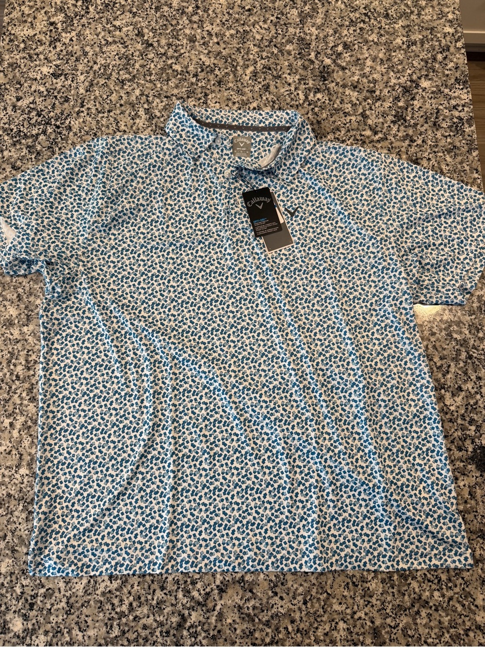 Callaway Men's Light Blue White Micro Floral Polo